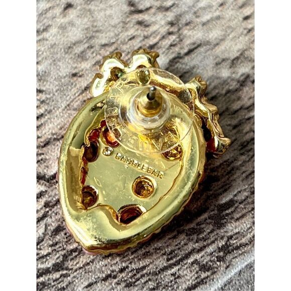 Baublebar Crystal Strawberry Rhodochrosite Stud Earrings Gold Tone Costume Jewel - Picture 6 of 7